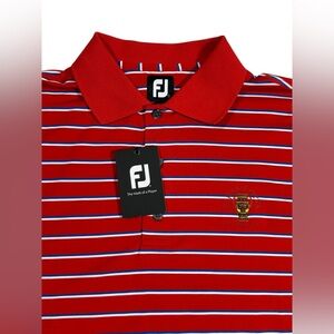 FootJoy Terra Cotta Invitational Golf Polo Sz Large Red Striped Performance NWT